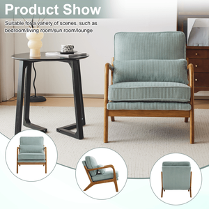 Fauteuil de salon compact d'intérieur avec accoudoirs bas, revêtement en velours côtelé bleu sarcelle, siège individuel, structure robuste (330 LBS) pour salon - Product Image 4