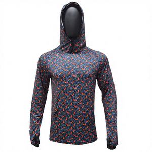 Camiseta de Pesca con Capucha para Hombre, Estampada, UPF 50, Impermeable, 100% Poliéster, Personalizada con Transferencia Térmica, Sudadera con Capucha para Pesca UPF 50 - Product Image 1