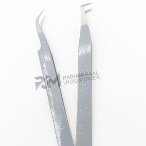 RMI Silver Tip Curve Boot Point Silver Powder Color Tweezers High Quality Stainless Steel Eco-Friendly Anti-Static Eyelash - Product Image 6