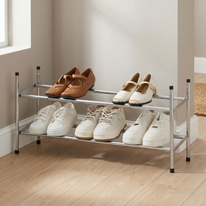 Modern Portable 2-Tier DIY Metal Shoe Rack Simple Home Furniture for Entry - Product Image 1
