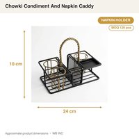 Porte-serviettes en fer fait main de 24 cm, noir, laiton antique, style vintage indien, Four One Chowki, support à condiments, décoration d'intérieur, porte-cure-dents