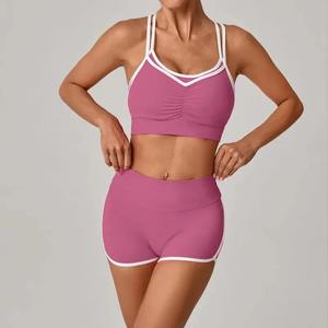 Conjunto de Yoga para Mujer: Top Deportivo Color-Block con Espalda Cruzada y Shorts Levanta Glúteos para Entrenamiento, Running y Gimnasio - Product Image 5
