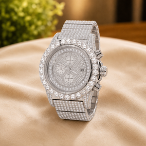 Reloj de Lujo con Diamantes para Hombre, Completamente Cubierto de Piedras, Acero Inoxidable, Estilo Hip Hop, Diseño Premium con Moissanita Personalizada - Product Image 1