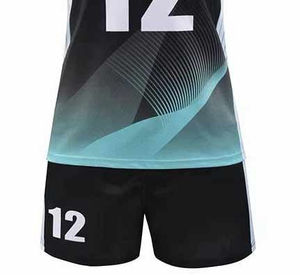 Conjunto de Camiseta de Voleibol para Mujer, Degradado Negro y Verde Azulado, 12, Absorbe la Humedad, Manga Corta, Uniforme Deportivo para Todas las Temporadas - Product Image 2