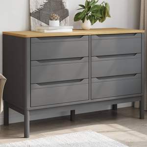 Grande commode en bois de pin massif gris - Product Image 1