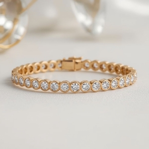 9K Solid Yellow Gold Classic Luxury Tennis <b>Bracelet</b> GIA Certified Modern <b>Fine</b> Jewelry for Women - Product Image 3