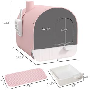 Bac à litière rose pour chat avec couvercle et pelle filtrante – Accessoire premium pour le confort félin - Product Image 2