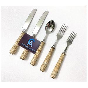 Ensemble de couverts en métal argenté de haute qualité avec manche en résine, acier inoxydable 18/8, 5 pièces, couverts de table, cuillère, fourchette, couteau en résine - Product Image 3