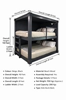 Lit superposé 5 pièces moderne style campagne française pour enfants, en bois de teck mangue durable, montage au sol, décoration intérieure, marque OEM pour hôtels/auberges