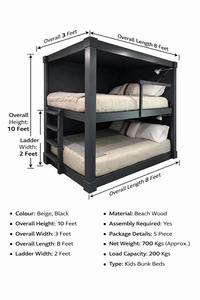 Lit superposé moderne de style campagne française pour enfants, luxe, haute qualité, en bois de manguier et de teck, fixation au sol, pour hôtel/auberge et usage enfant/adulte - Product Image 3