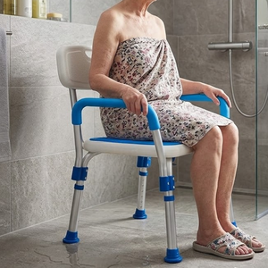 Aluminium <b>Shower</b> <b>Chair</b> Adjustable Height with Armrests | Anti Slip Bath Seat for Elderly Disabled Medical Bathroom Safety Stool - Product Image 3
