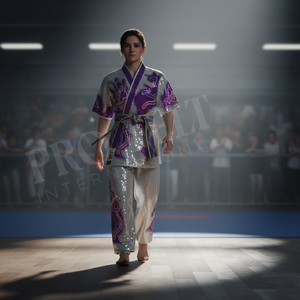 Tenue d'entraînement de Wushu Kung Fu Arts Martiaux Tai Chi haute performance, motif main argentée et violette, uniforme de karaté – Meilleures ventes - Product Image 3