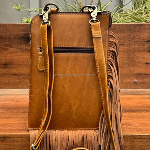 Women Western Floral Hand Tooled Leather Hair-On Cowhide Fringe Crossbody <b>Handbag</b> Genuine Leather Concealed Carry Messenger Bag - Product Image 5