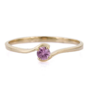 14K Solid Gold Natural Pink Sapphire Eternity Wedding Ring for Women - Product Image 1
