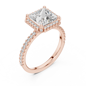 Bague de fiançailles de luxe en or rose plaqué rhodium 18 carats avec diamant de laboratoire taille princesse 2,5 carats, idéale pour la Saint-Valentin, les fêtes et les mariages, certifiée IGI - Product Image 1