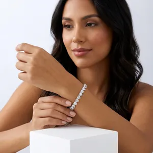 Pulsera de tenis de oro macizo de 18K estilo Hip Hop con diamantes de talla princesa engastados en garra, certificada por IGI, regalo unisex para fiestas - Product Image 2