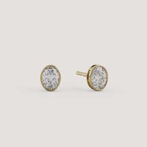 Diamond <b>Stud</b> Earrings 14k Solid Gold Oval Cut Lab Grown Push Back Bezel Set Classic Everyday Wear Luxury <b>Studs</b> B2B Factory Price - Product Image 3