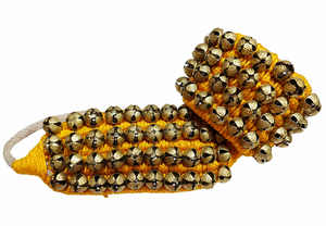 Ghungroo Pad Bharatanatyam Salangai Campanas de Tobillo para Danza, 4 Líneas, 40+40 Campanas, Amarillas, Campanas de Pie para Danza Clásica India, Tradicionales - Product Image 4