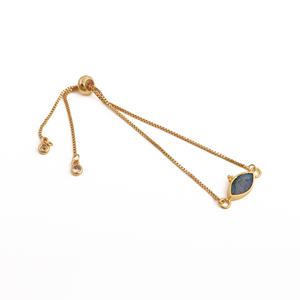 Bracelet ajustable en labradorite naturelle plaqué or, forme marquise, serti de pierres précieuses, tendance, unisexe, fait main, vente en gros - Product Image 3