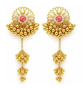 Pendientes Largos Geométricos de Estilo Kashmiri, Joyería Ligera Chapada en Oro, Elegancia Tradicional, Encanto Moderno, Perfectos - Product Image 2