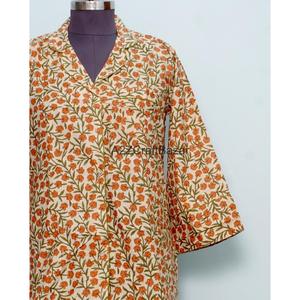 เสื้อเชิ้ตผ้าฝ้ายแท้ 100% พิมพ์ลายดอกไม้สไตล์โบโฮลำลอง ทรงตรง แขน 3/4 ระบายอากาศได้ดี ติดกระดุม สำหรับเด็กผู้หญิงและผู้หญิง - Product Image 2