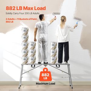 Piattaforma di Lavoro Regolabile a 4 Livelli, Portatile, Capacità di Carico 800 lb, Scala Pieghevole in Acciaio per Ponteggi - Product Image 3