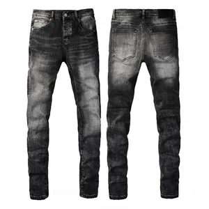 Men's Casual Fashion Ripped Stonewashed Autumn/Winter <b>Denim</b> Trousers with Embroidery Button Woven Detail and Stretch Fabric - Product Image 6