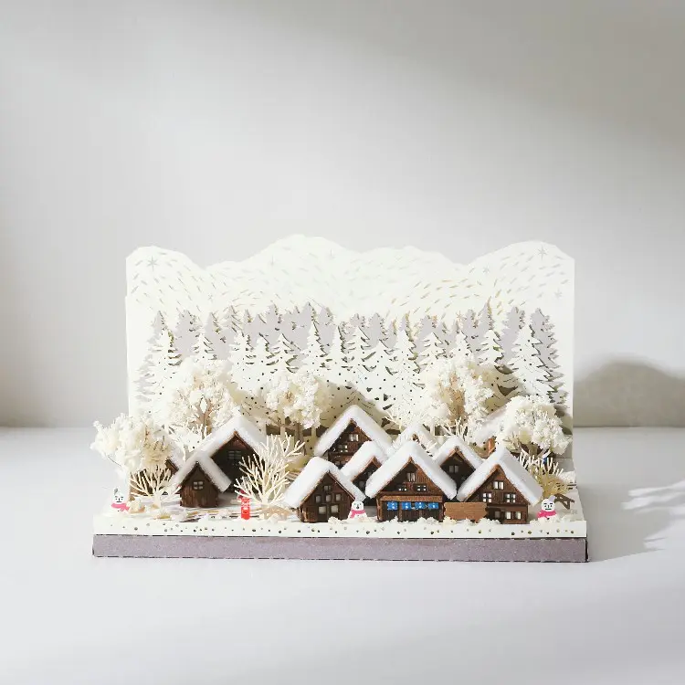 [4R] अच्छी गुणवत्ता सर्दियों बर्फ गांव 3D कागज मॉडल शिल्प