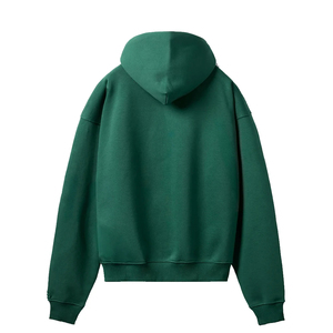 Sweat-shirt à capuche zippé vert surdimensionné pour homme, en molleton, coupe classique, couleur unie, pour l'automne - Product Image 2