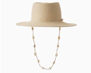 Sombrero de paja estilo jazz retro francés con cadena de conchas, ala ancha, sombrero de playa a la moda, sombrero de protección solar. - Product Image 1