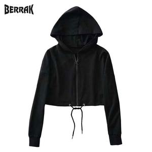 Sweat à capuche pour femmes, pull-over décontracté, manches longues, rayé, haut court, nouveau style - Product Image 2