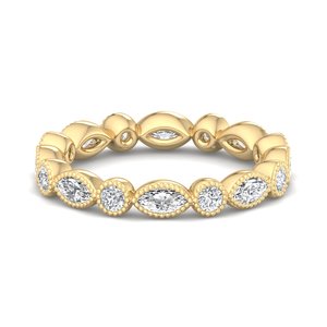 luxury rose <b>gold</b> marquise and round brilliant cut diamond band bezel <b>set</b> stackable wedding <b>ring</b> fashion jewelry for women - Product Image 3