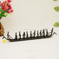 Figurine décorative de table en fer forgé artisanal indien, style tribal antique, en forme de bateau (12 figurines), pour la maison et le bureau, noire, 11,5 pouces, meilleure vente
