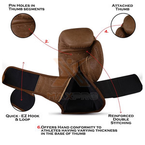 Gants de boxe d'entraînement au design moderne, en cuir de haute qualité, respirants, unisexes, avec fermeture auto-agrippante - Product Image 3