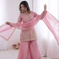 Ensemble haut et palazzo en soie pure Fendy brodée avec dupatta, tenue de soirée de créateur, vêtements ethniques pour femmes