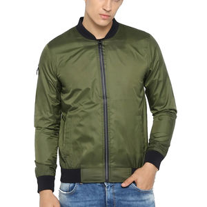 Blouson bomber homme personnalisé, couleur unie, automne-hiver, coupe-vent, grande taille - Product Image 1
