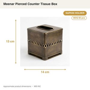 Porta Servilletas de Latón Antiguo de 14 cm, Hecho a Mano, Diseño Perforado Meenar, para Decoración del Hogar y Hoteles, Compatible con Cajas Estándar - Product Image 3