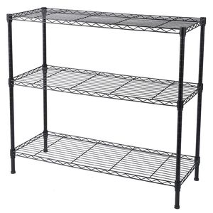 Scaffale Metallico a 3 Ripiani Regolabili, Design Moderno per Casa, Ufficio, Cucina, Bagno, Nero, per Conservazione Attrezzi - Product Image 1