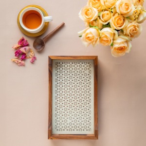Minimalist Design Varnished Finish for Table Use <b>Storage</b> <b>Trays</b> Mango Wooden <b>Tray</b> for Home Office and Kitchen Use - Product Image 4