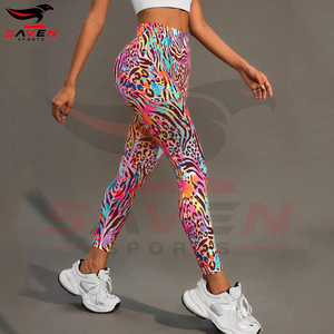 High Waist Full Length Animal <b>Print</b> Yoga <b>Leggings</b> With Sublimation Transfer <b>Print</b> Four-Way Stretch Spandex Polyester Pants - Product Image 5