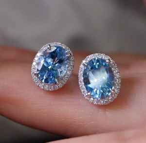 Pendientes de Aguamarina Santa María en Oro Blanco de 18K Hechos a Mano, Joyería Fina de Lujo, Regalo Elegante y Brillante para Mujer - Product Image 5