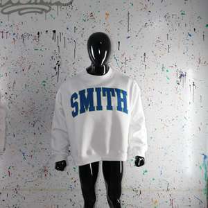 Sudadera SMITH WHITE con cuello alto, 100% azul, con apliques bordados, cuello ancho, hilos finos - Product Image 6