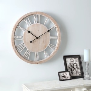 Rustic Wood <b>Wall</b> <b>Clock</b> Round Analog Quartz Design for Living Room <b>Decor</b> At Best Price - Product Image 3