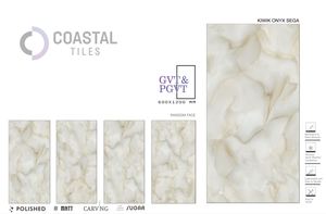 กระเบื้องพอร์ซเลนขัดเงาขนาด 9 มม. ลายหินอ่อนออนิกซ์ 600x1200 มม. / 24x48 ดีไซน์คลาสสิกทันสมัย กระเบื้องอิฐทนไฟคุณภาพพรีเมียม ได้รับการรับรองมาตรฐาน CE - Product Image 4