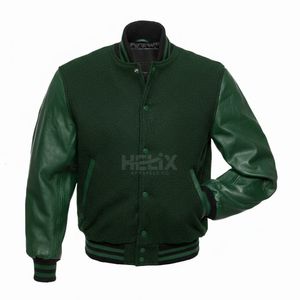 Vestes varsity noires pour hommes, respirantes, coupe-vent, manches en cuir, style décontracté, vestes bomber sportives pour l'hiver - Product Image 4