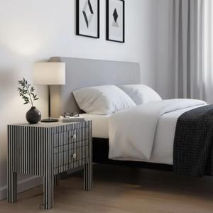 Mesa de Cajones con Incrustaciones de Hueso de ILAHI, Diseño Moderno con Detalles de Ágata, Almacenamiento de Tres Niveles, Mueble Portátil para el Hogar - Product Image 1