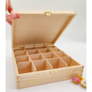 กล่องไม้ขายส่งพร้อมตัวแบ่งช่อง กล่องเก็บของไม้สน 16 ช่อง สำหรับชา/ของใช้จำเป็น กล่องเก็บของไม้พิมพ์โลโก้ตามสั่ง - Product Image 4