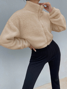 Veste polaire pour femme avec logo personnalisé, 100% polyester, vêtements de travail chauds pour l'hiver, coupe-vent, fermeture éclair intégrale, veste polaire zippée - Product Image 4