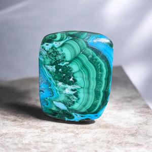 Cabujón de Malaquita y Crisocola. Piedra Preciosa de Malaquita y Crisocola Verde Azul Natural de Diseño - Product Image 3