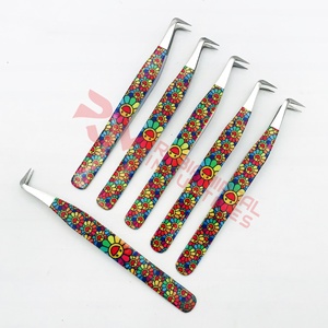 RMI Private Label Stainless Steel <b>Paper</b> Coated Eyelash Tweezers Custom Printed <b>Pattern</b> Pink Color Russian Volume Eyelash Tweezer - Product Image 6